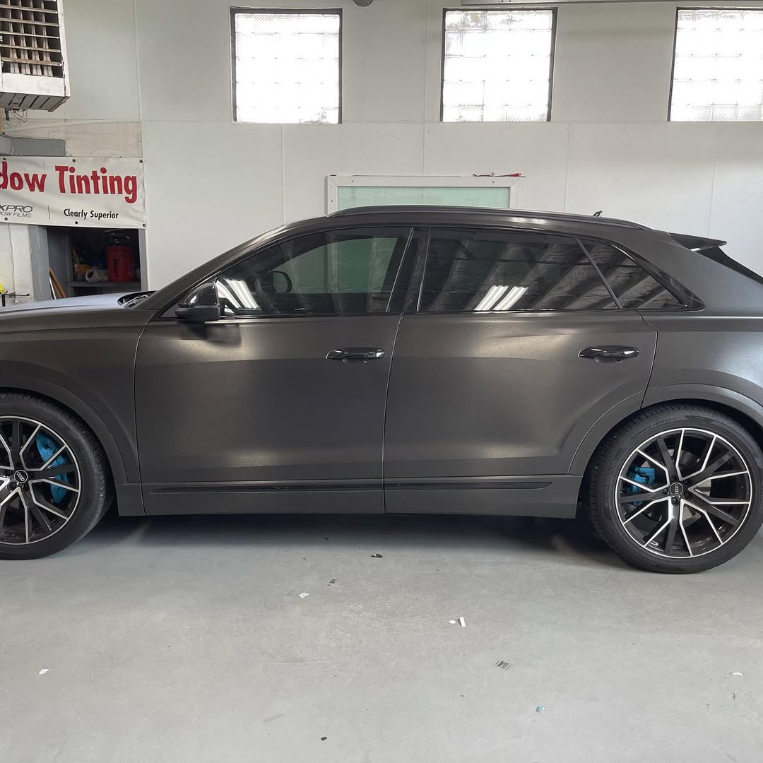 Vehicle before window tint installation